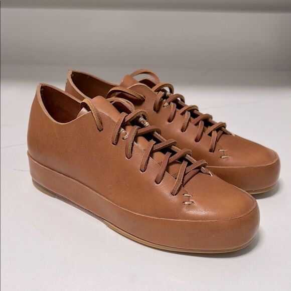 FEIT Hand Sewn Tan Leather Low Top Sneakers - Sz 35 - US 5 - Picture 3 of 15
